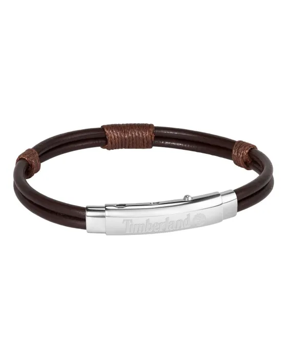 Bracelets Βραχιόλι Timberland J Fitchburg TDAGB0004001, Leather / Stainless steel, Brown / Silver