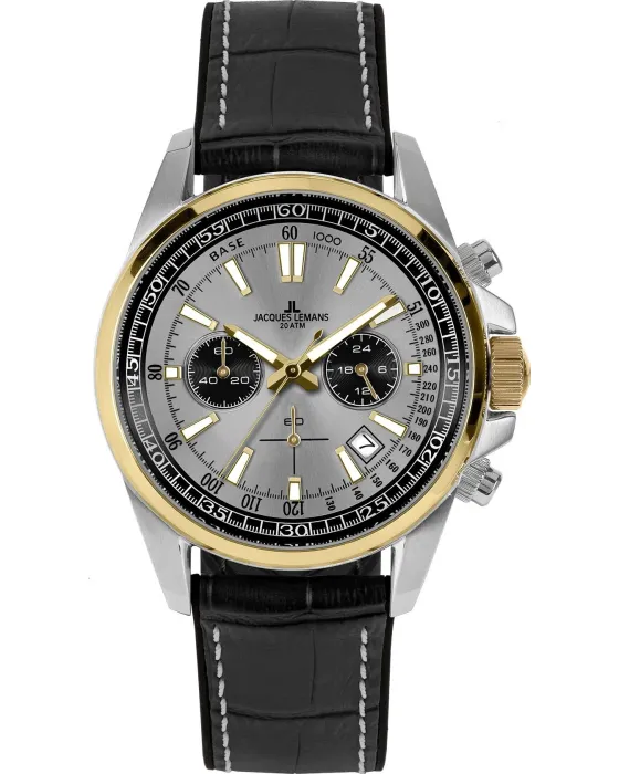 Ανδρικό ρολόι Jacques Lemans Liverpool Chronograph 1-2117ZL, Ανθρακί καντράν, Λουρί από Δερμάτινο