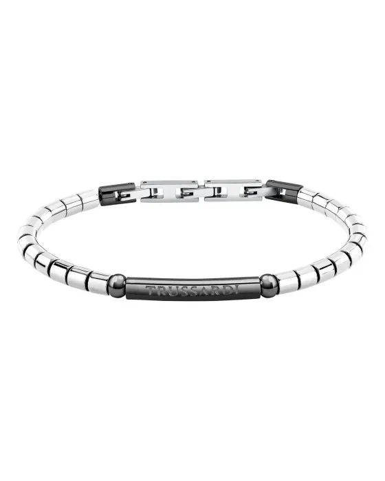 Βραχιόλι Trussardi T-Ceramic TJAXE01, Ανοξείδωτο ατσάλι / Κεραμικό, Ασημί / Μαύρο