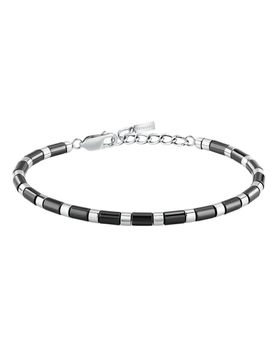 Βραχιόλι Trussardi T-Ceramic TJAXE09, Ανοξείδωτο ατσάλι / Κεραμικό, Ασημί / Μαύρο