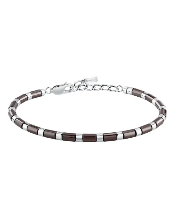 Βραχιόλι Trussardi T-Ceramic TJAXE08, Ανοξείδωτο ατσάλι / Κεραμικό, Ασημί / Μαύρο