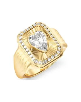 Guess Steel Crystal Love Ring