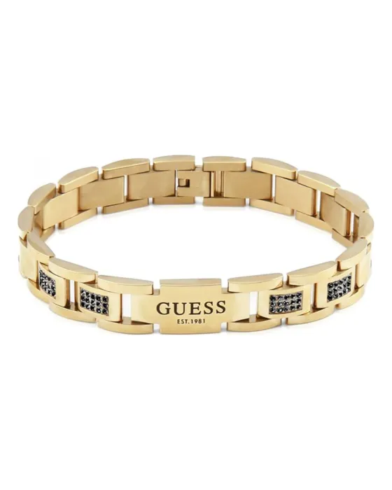 Βραχιόλι Guess Steel Frontiers JUMB01342JWYGBKT / U, Ανοξείδωτο ατσάλι, Μαύρο / Χρυσό