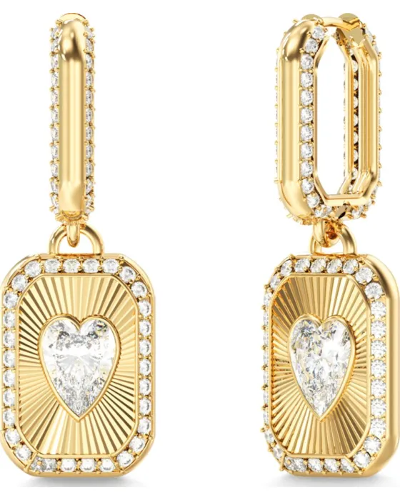Earings Σκουλαρίκια Guess Steel Crystal Love JUBE06354JWYGT/U, Zircon, Gold