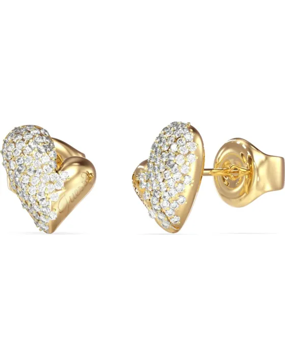 Earings Σκουλαρίκια Guess Steel Golden Love JUBE06453JWYGT/U, Zircon, Gold