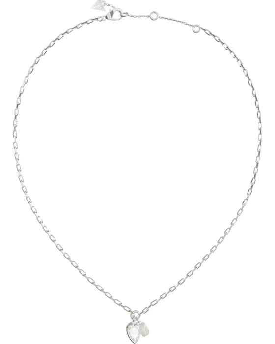 Necklace Κολιέ Guess Steel Crystal Love JUBN06359JWRHT/U, Zircon, Silver
