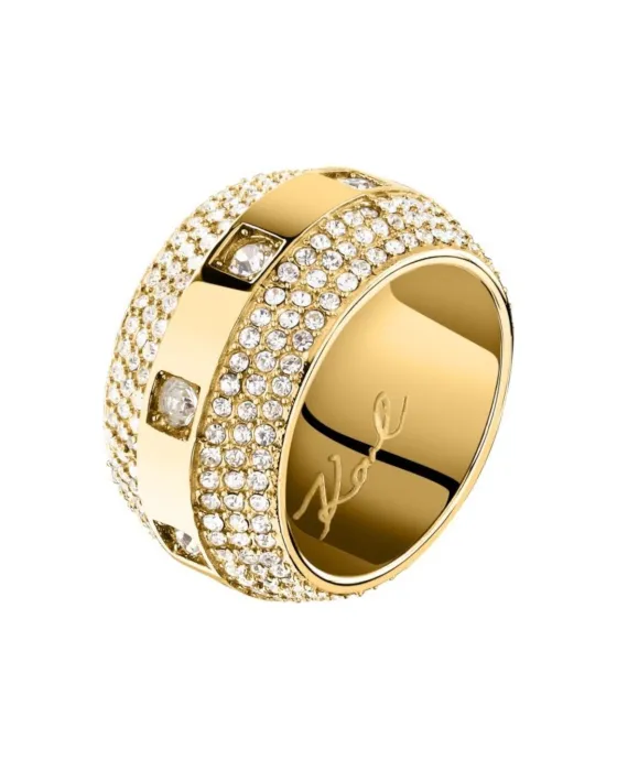 Karl Lagerfeld Bond Pave Ring, Stainless steel, Gold
