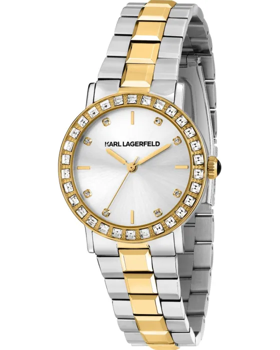 Γυναικείο ρολόι Karl Lagerfeld Crystals R0553100509, Ασημί καντράν, Μπρασελέ από Ανοξείδωτο ατσάλι