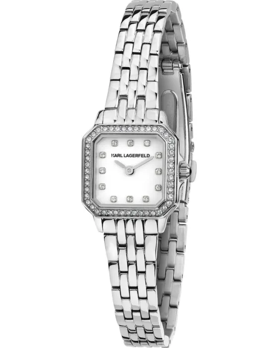 Γυναικείο ρολόι Karl Lagerfeld Icon Square Mini R0553111506, Λευκό καντράν, Μπρασελέ από Ανοξείδωτο ατσάλι