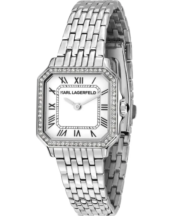 Γυναικείο ρολόι Karl Lagerfeld Icon Square R0553110506, Λευκό καντράν, Μπρασελέ από Ανοξείδωτο ατσάλι