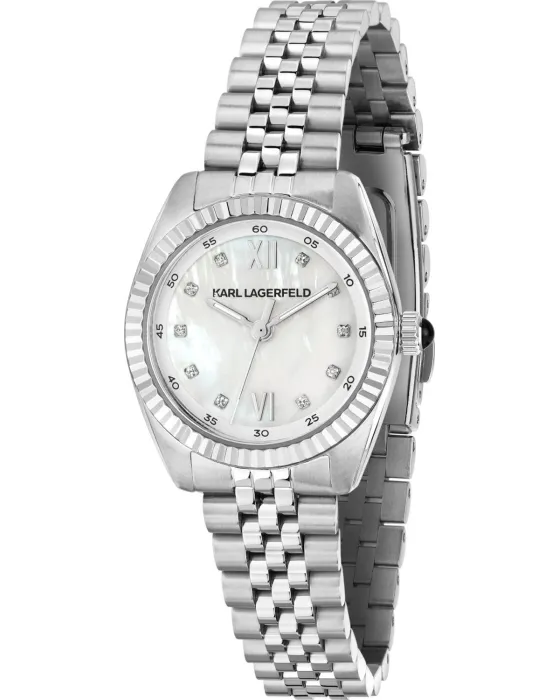 Γυναικείο ρολόι Karl Lagerfeld Timeless Code Mini R0553109506, Ασημί καντράν, Μπρασελέ από Ανοξείδωτο ατσάλι