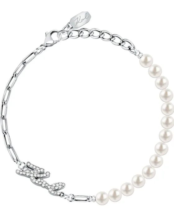Bracelets Βραχιόλι Karl Lagerfeld Pearl KLAYR08, Stainless steel, Silver