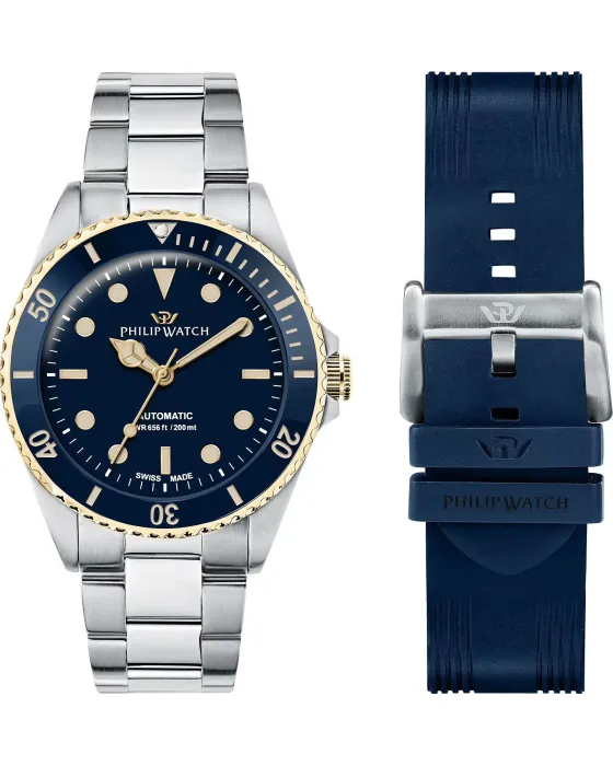 Ανδρικό ρολόι Caribe Diving Automatic Gift Set R8223597031, Μπλε καντράν, Λουρί / Μπρασελέ από Ανοξείδωτο ατσάλι / Καουτσούκ