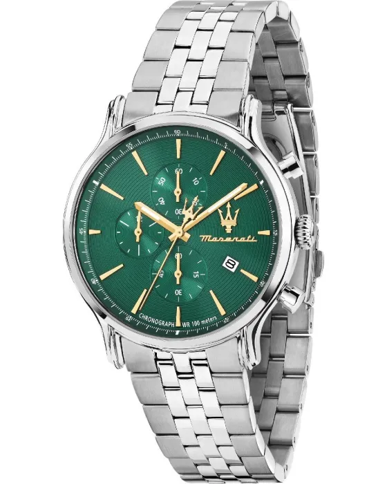 Male watch Maserati Epoca Slim Chronograph R8873618038, Green dial, Bracelet in Stainless Steel