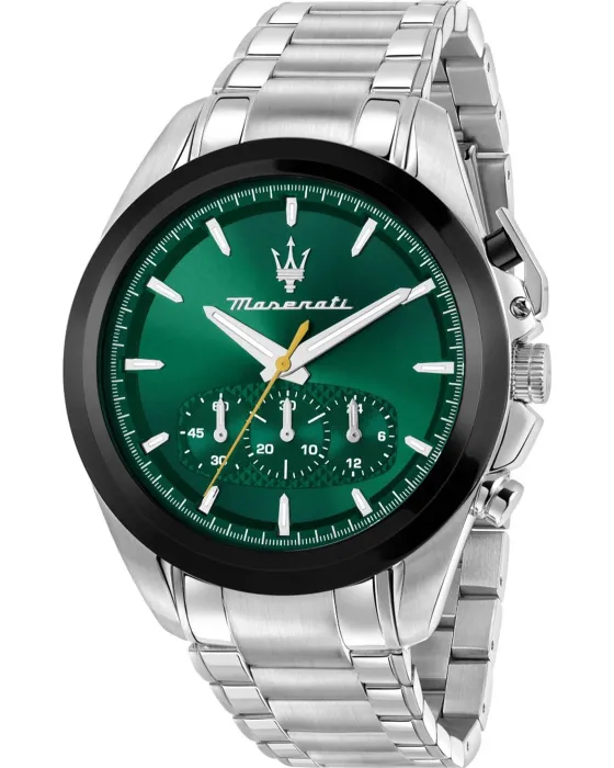 Men's watch Maserati Traguardo Chronograph R8873612065, Green dial, Bracelet in Stainless Steel