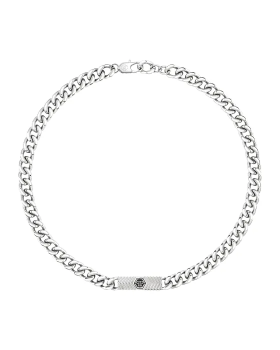 Necklace Κολιέ Philipp Plein Tag PJ0AA30NU, Stainless steel, Silver