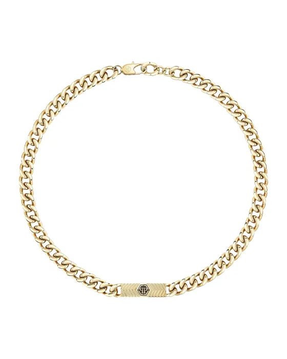 Necklace Κολιέ Philipp Plein Tag PJ0AA31NU, Stainless steel, Gold