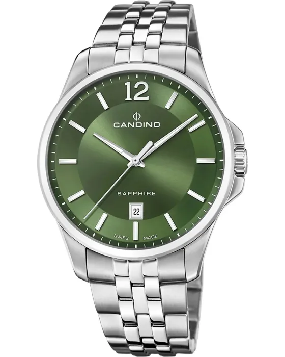 Ανδρικό ρολόι Candino Casual Timeless C4762 / 3, Πράσινο καντράν, Μπρασελέ από Ανοξείδωτο ατσάλι