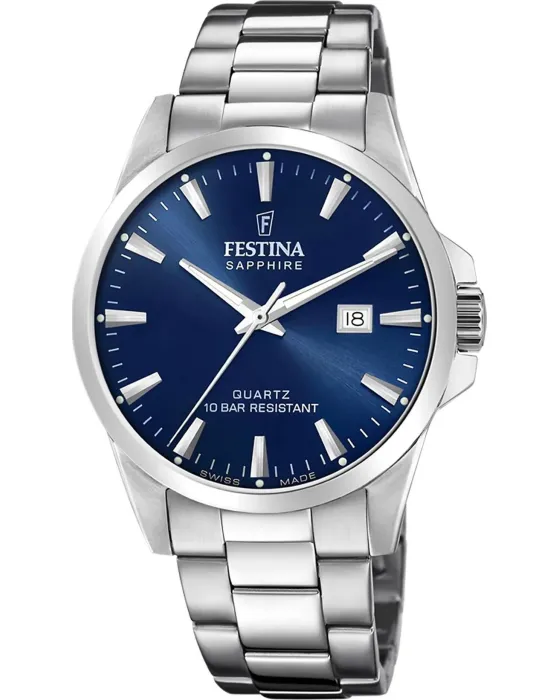 Men's watch Festina Classic F20024 / 3, Blue dial, Bracelet in Stainless Steel