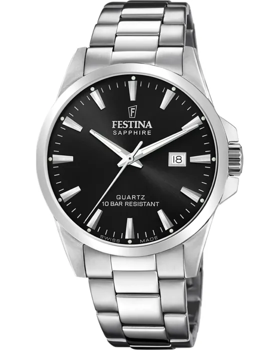 Men's watch Festina Classic F20024 / 4, Black dial, Bracelet in Stainless Steel