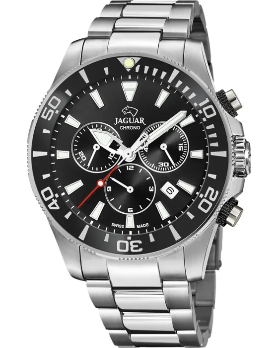Ανδρικό ρολόι Jaguar Executive Chronograph J861 / 3, Μαύρο καντράν, Μπρασελέ από Ανοξείδωτο ατσάλι
