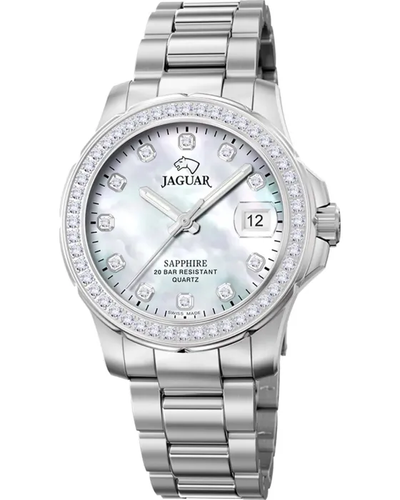 Γυναικείο ρολόι Jaguar Cosmopolitan J892 / 1, Φίλντισι καντράν, Μπρασελέ από Ανοξείδωτο ατσάλι