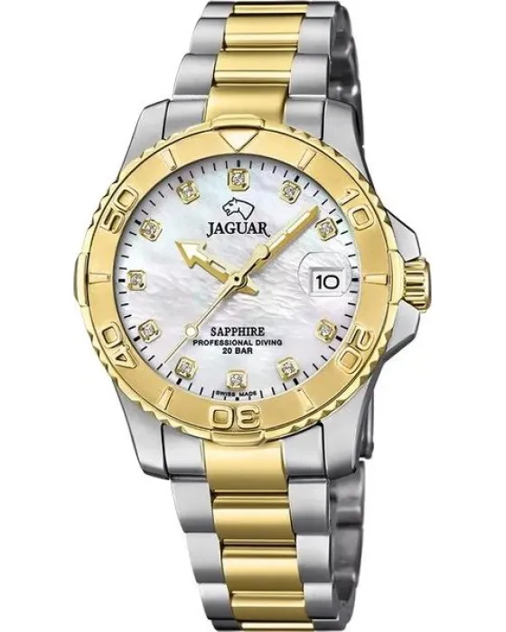 Γυναικείο ρολόι Jaguar Cosmopolitan J896 / 3, Φίλντισι καντράν, Μπρασελέ από Ανοξείδωτο ατσάλι
