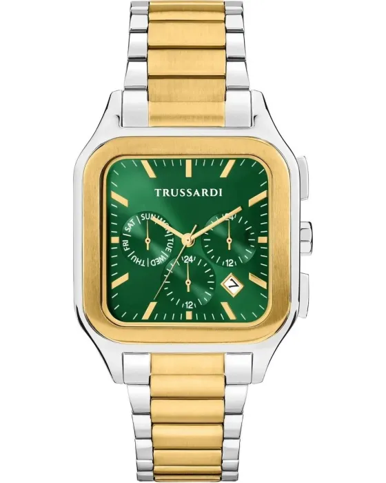 Ανδρικό ρολόι Trussardi T-Quadro R2453177004, Πράσινο καντράν, Μπρασελέ από Ανοξείδωτο ατσάλι