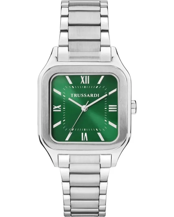 Ανδρικό ρολόι Trussardi T-Quadro R2453178002, Πράσινο καντράν, Μπρασελέ από Ανοξείδωτο ατσάλι