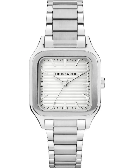 Ανδρικό ρολόι Trussardi T-Quadro R2453178003, Λευκό καντράν, Μπρασελέ από Ανοξείδωτο ατσάλι