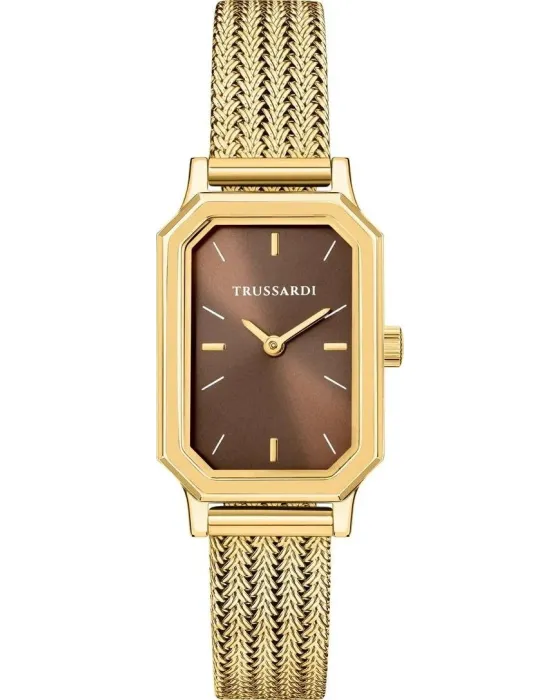Γυναικείο ρολόι Trussardi T-Brera R2453179507, Καφέ καντράν, Μπρασελέ από Ανοξείδωτο ατσάλι