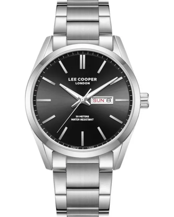 Ανδρικό ρολόι Lee Cooper LC08340.350, Μαύρο καντράν, Μπρασελέ από Μεταλλικό
