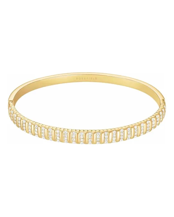 Bracelets Βραχιόλι Rosefield Striped Pave Bangle JBSBG-J1287, Stainless steel, Gold