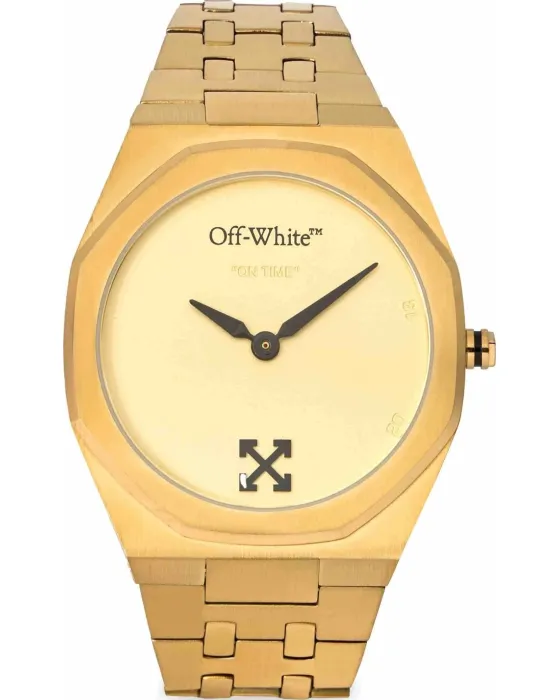 Male watch Off-White On Time OW1G018M0035, Gold dial, Bracelet in Stainless Steel