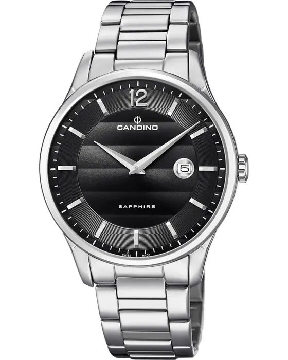 Ανδρικό ρολόι Candino Casual Timeless C4637 / 4, Μαύρο καντράν, Μπρασελέ από Ανοξείδωτο ατσάλι