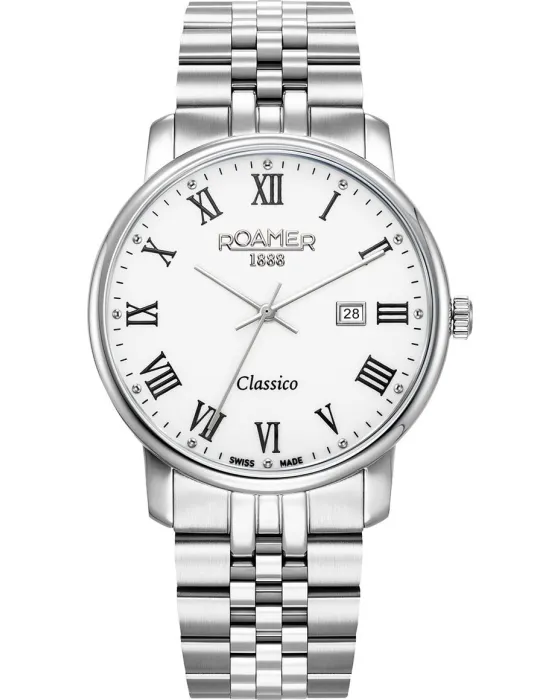 Men's watch Roamer Classico 971856-41-25-50, White dial, Bracelet in Stainless Steel