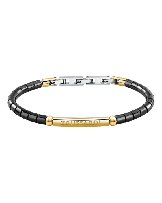 Βραχιόλι Trussardi T-Ceramic TJAXE03, Ανοξείδωτο ατσάλι / Κεραμικό, Μαύρο / Χρυσό