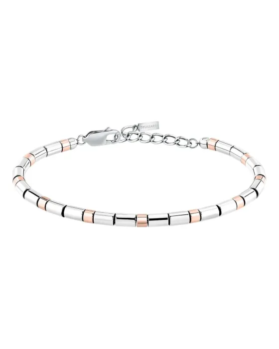 Βραχιόλι Trussardi T-Ceramic TJAXE04, Ανοξείδωτο ατσάλι / Κεραμικό, Ασημί / Ροζ χρυσό