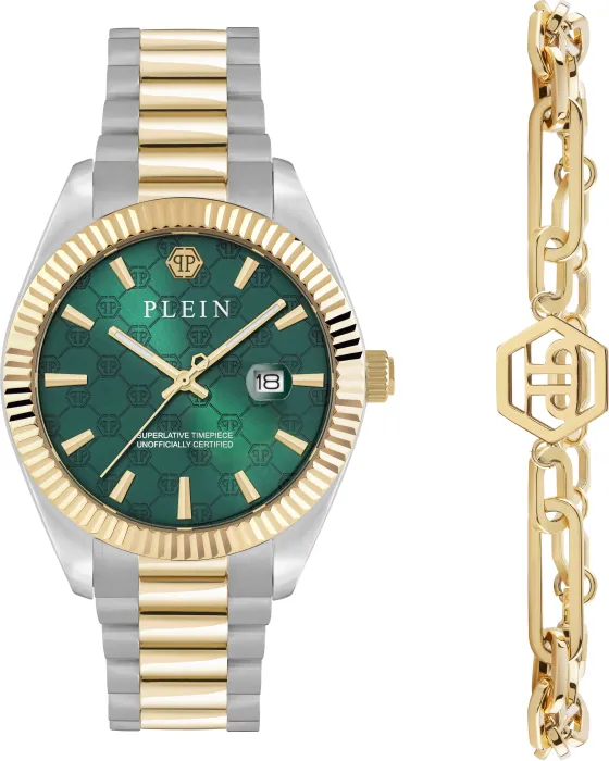 Male watch Philipp Plein Date Superlative Box Set PWDHA0526, Green dial, Bracelet in Stainless Steel