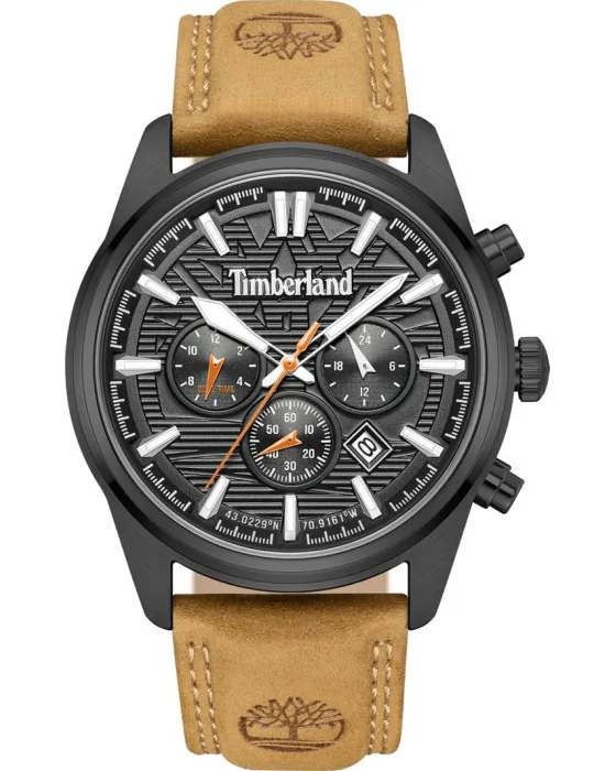 Male watch Timberland Northbridge Chronograph TDWGF0009608, Black dial, Strap in Leather