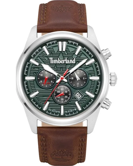 Male watch Timberland Northbridge Chronograph TDWGF0009609, Green dial, Strap in Leather
