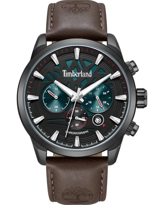 Ανδρικό ρολόι Timberland Henniker II Chronograph TDWGF0095002, Μαύρο καντράν, Λουρί από Δερμάτινο
