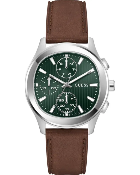 Ανδρικό ρολόι Guess Palmer GW1049G1, Πράσινο καντράν, Λουρί από Δερμάτινο