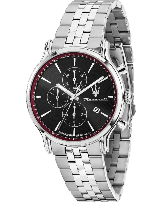 Male watch Maserati Epoca Slim Chronograph R8873618037, Black dial, Bracelet in Stainless Steel