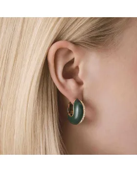 Rosefield Enamel Pave Hoops Earrings JEEPG-J1363, view 4
