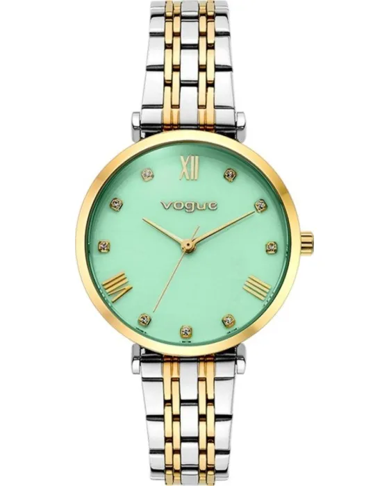 Γυναικείο ρολόι Vogue Bliss Mini Crystals 2020617064, Πράσινο / Φίλντισι καντράν, Μπρασελέ από Ανοξείδωτο ατσάλι