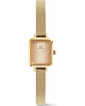 Γυναικείο ρολόι Daniel Wellington Quadro Mini Evergold Conwy DW00100961, Μπεζ καντράν, Μπρασελέ από Ανοξείδωτο ατσάλι
