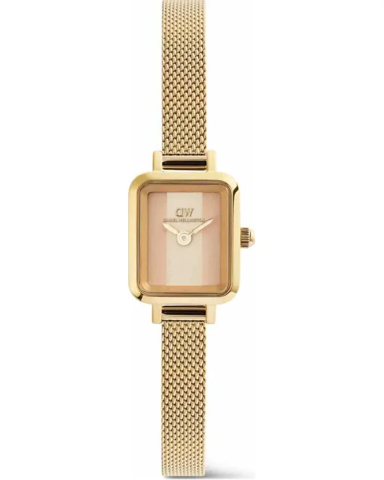 Γυναικείο ρολόι Daniel Wellington Quadro Mini Evergold Conwy DW00100961, Μπεζ καντράν, Μπρασελέ από Ανοξείδωτο ατσάλι
