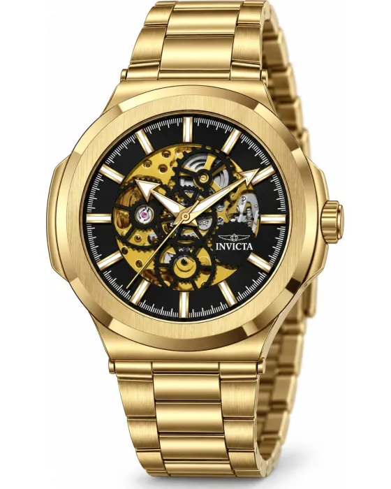 Ανδρικό ρολόι Invicta Objet D Art Automatic 70005, Μαύρο καντράν, Μπρασελέ από Ανοξείδωτο ατσάλι