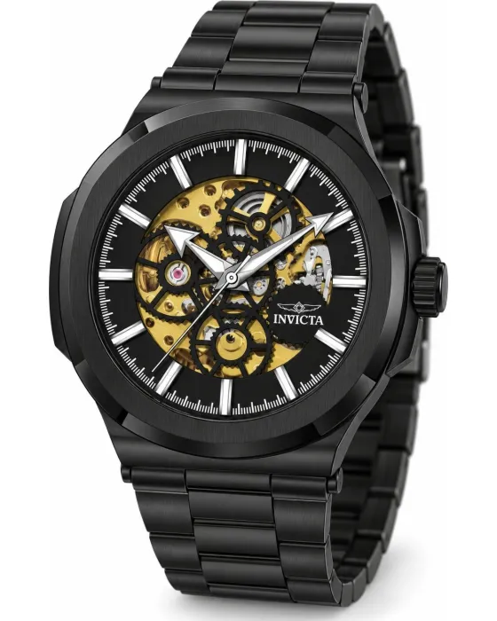 Ανδρικό ρολόι Invicta Objet D Art Automatic 70007, Μαύρο καντράν, Μπρασελέ από Ανοξείδωτο ατσάλι